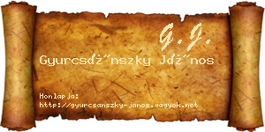 Gyurcsánszky János névjegykártya